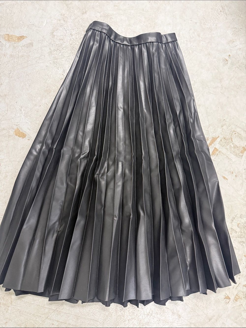 Pleated Faux Leather Midi Skirt - Black NWT Girls Size 13-14 NEW Bottom